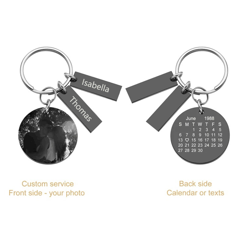 Personalized couple name calendar keychain