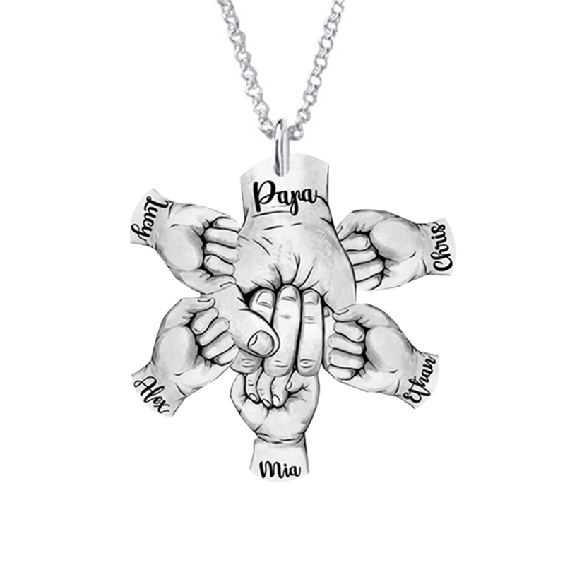 Personalized Father's Day Name Hand Necklace