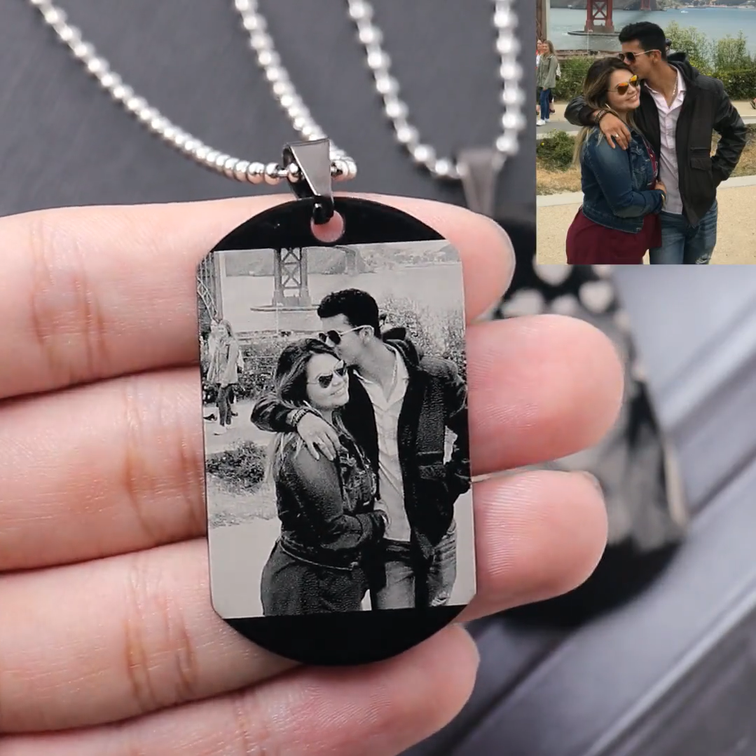 Personalized Photo Necklace Titanium Steel - Black Style