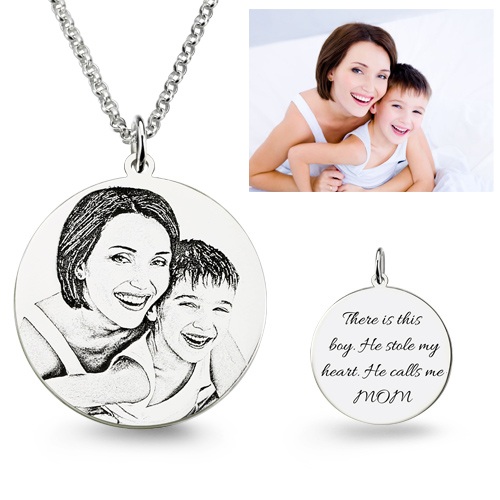 Personalized Photo Necklace Silver