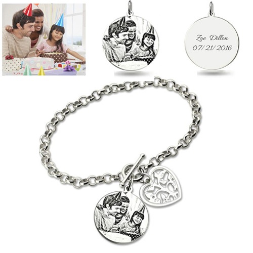 Photo Engraved Bracelet  Silver