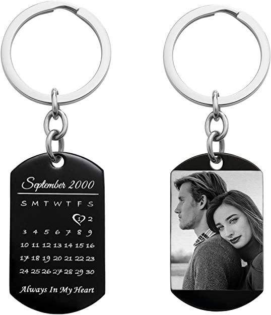 Stainless Steel Dog Tag Keychain Special Anniversary Birthday