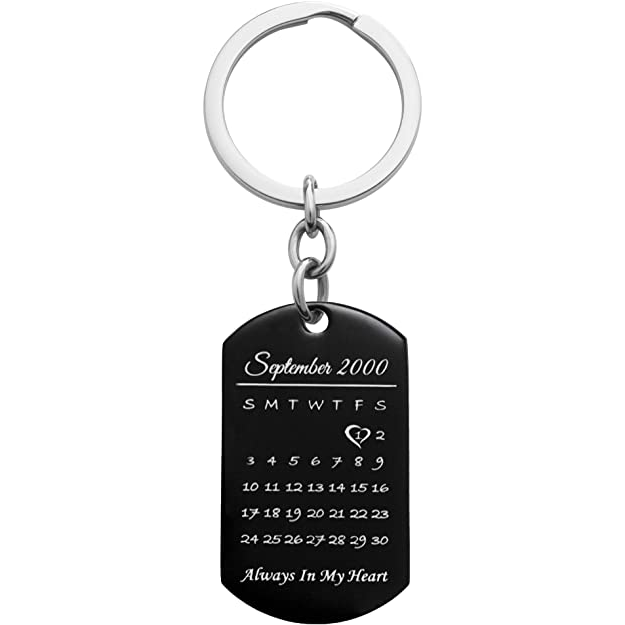 Stainless Steel Dog Tag Keychain Special Anniversary Birthday