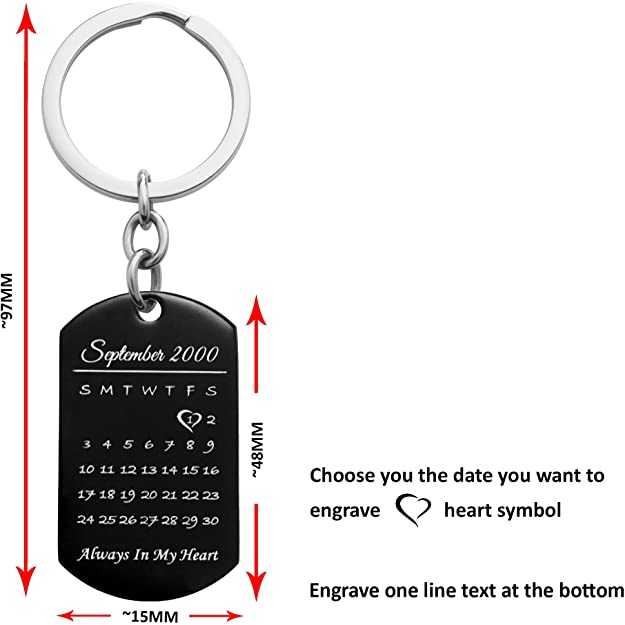 Stainless Steel Dog Tag Keychain Special Anniversary Birthday
