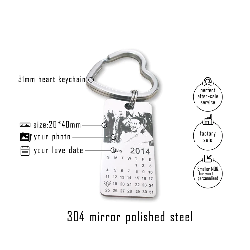 Anniversary Custom Engraving Photos Key Chain 