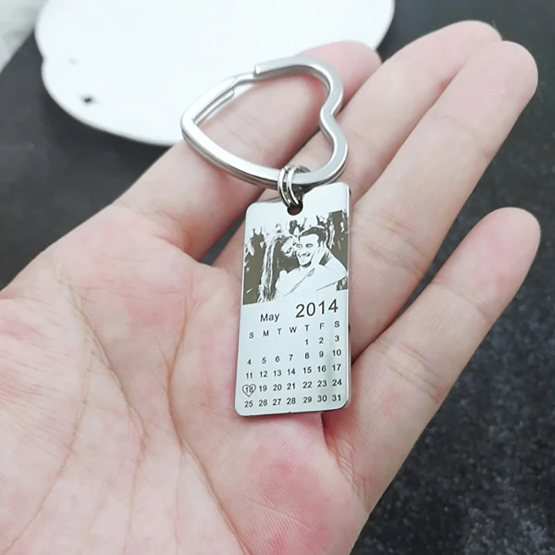 Anniversary Custom Engraving Photos Key Chain 
