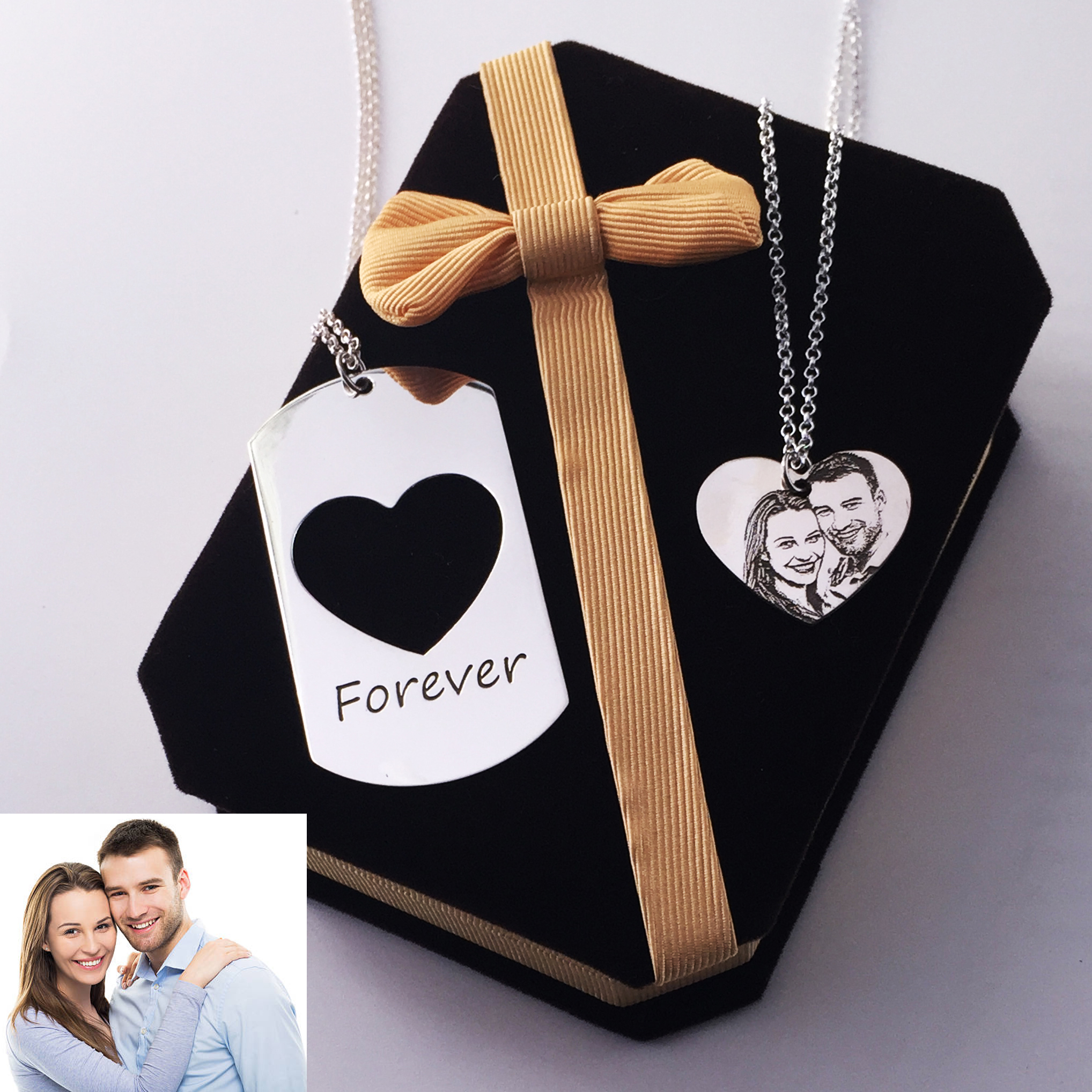 Personalized Photo Necklace For Couple (price for a set)