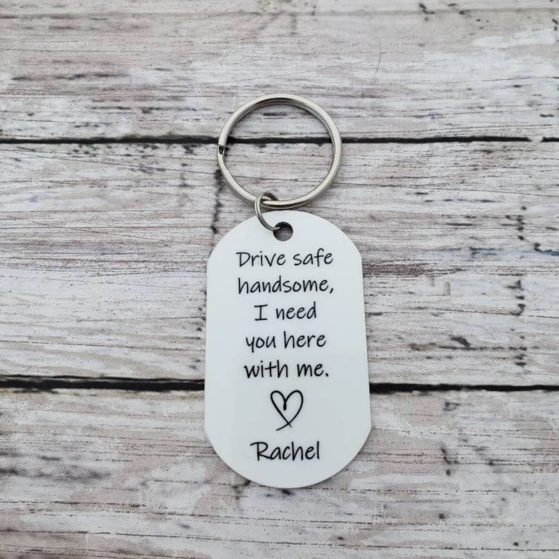 Drive Safe Handsome Keychain, Personalized Photo Keychain, Drive Safe I Need You Here With Me, New Driver Gift, Long Distance Relationship