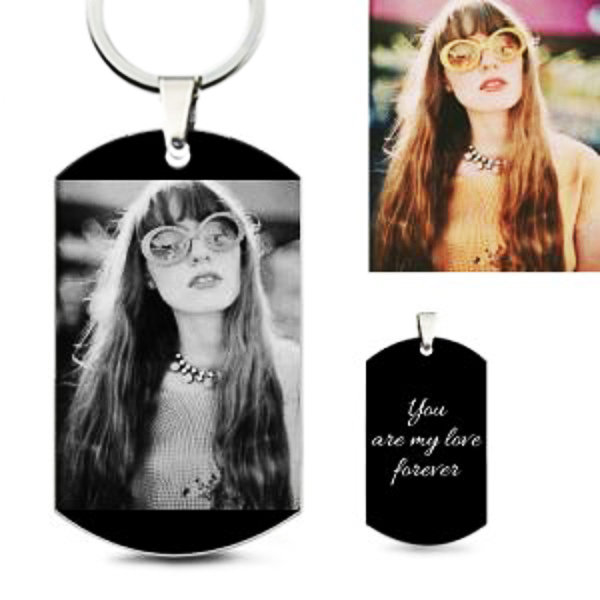 Personalized Photo key chainTitanium Steel - Black Style