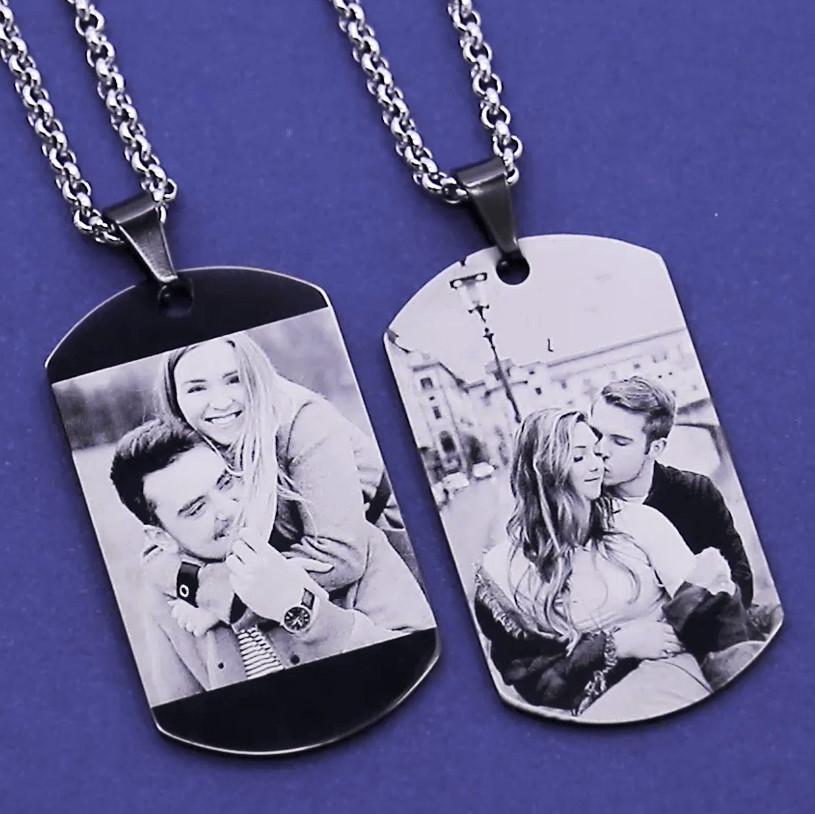Personalized Photo Necklace Titanium Steel - Black Style
