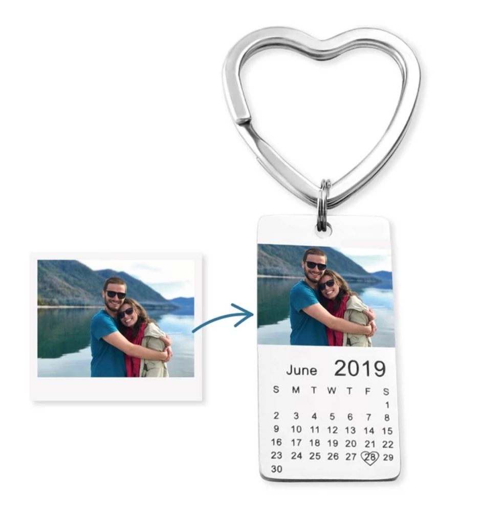 Anniversary Custom Engraving Photos Key Chain 