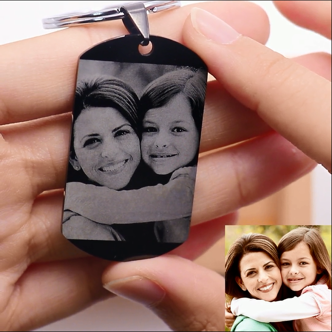 Personalized Photo key chainTitanium Steel - Black Style