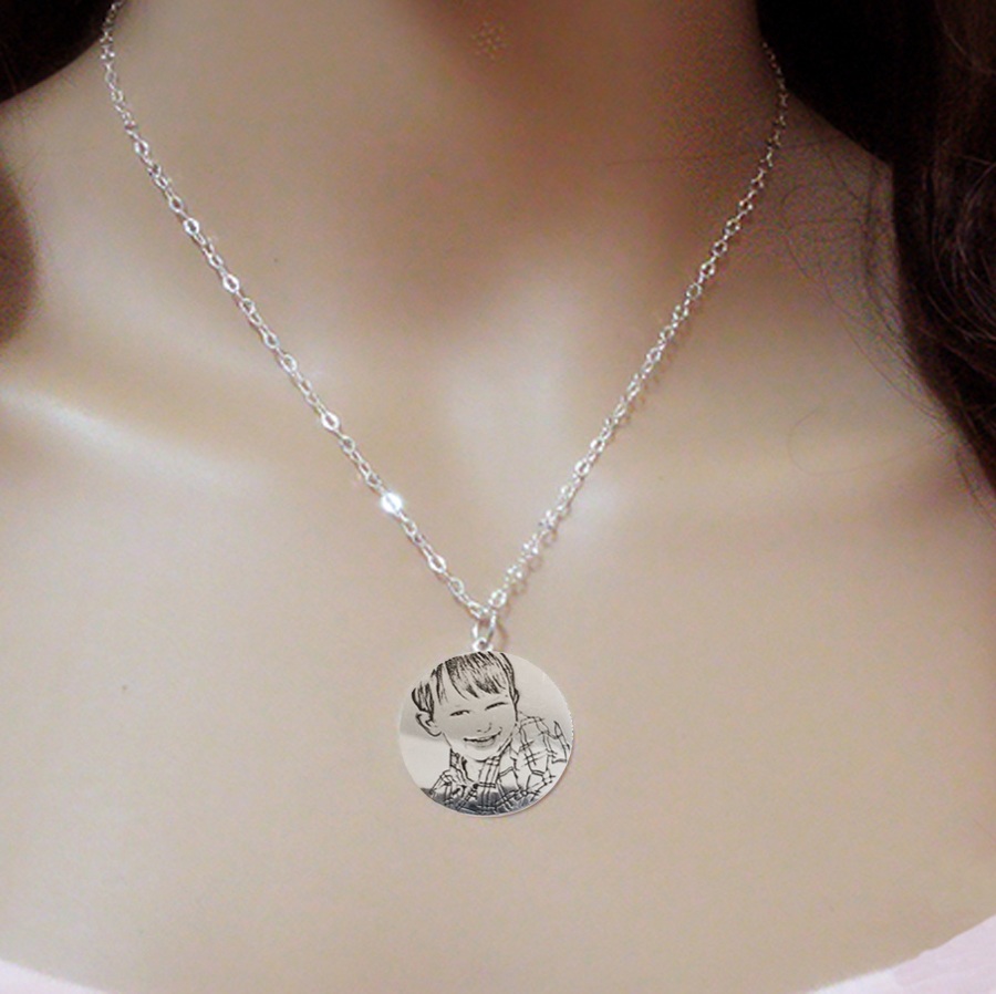 Personalized Photo Necklace Silver